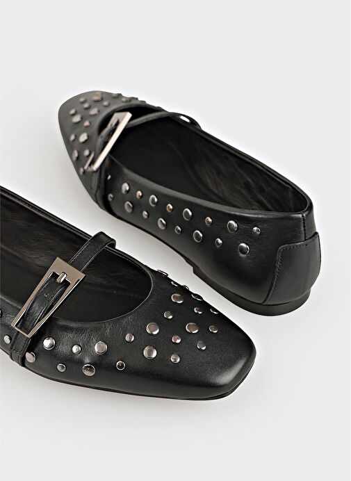 Siyah Deri Kadın Günlük Ayakkabı - Görsel 6