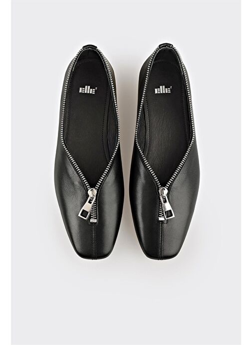 Siyah Deri Kadın Günlük Ayakkabı - Görsel 5