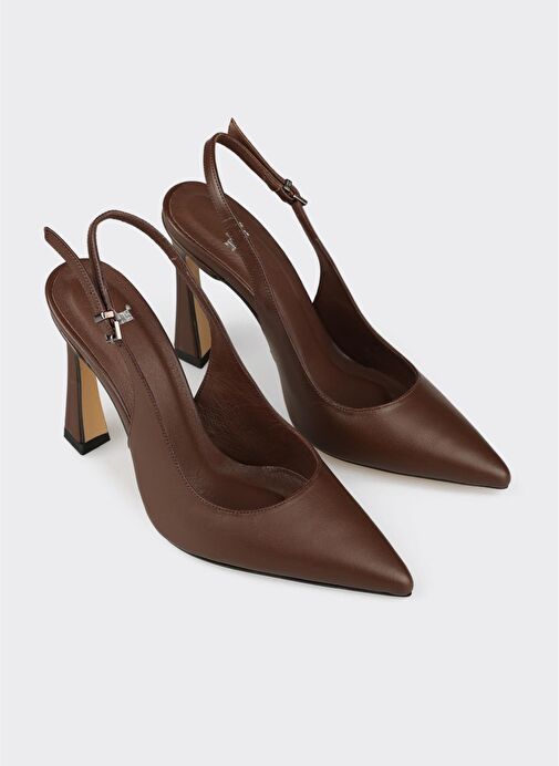 Kahve Deri Kadın Topuklu Ayakkabı - Görsel 3