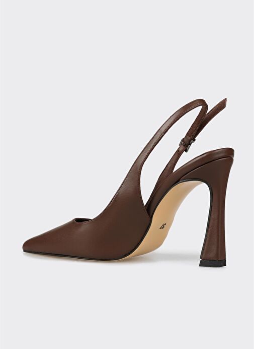 Kahve Deri Kadın Topuklu Ayakkabı - Görsel 4