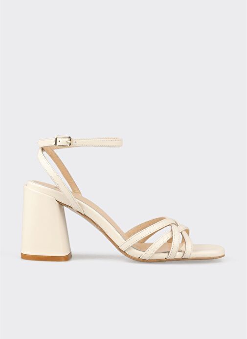 Ekru Deri Kadın Sandalet - Görsel 2