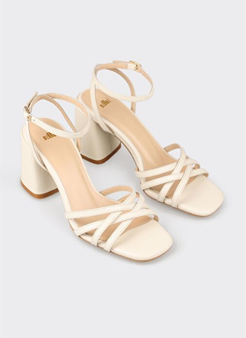 Ekru Deri Kadın Sandalet - Görsel 3