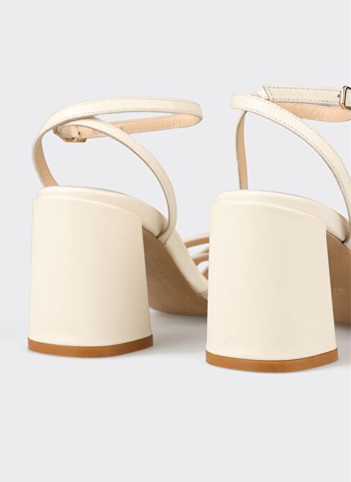 Ekru Deri Kadın Sandalet - Görsel 5