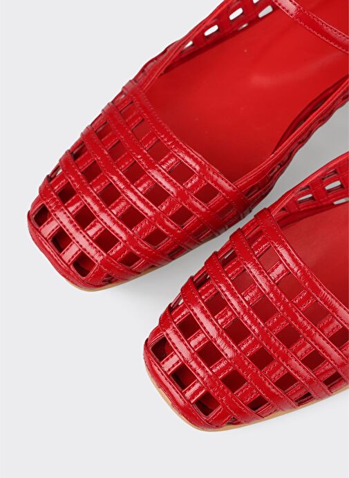 Kırmızı Deri Kadın Günlük Ayakkabı - Görsel 6