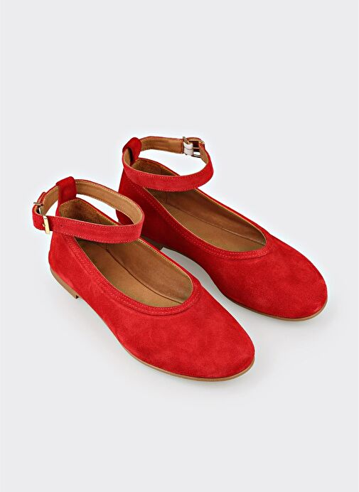 Kırmızı Deri Kadın Günlük Ayakkabı - Görsel 3