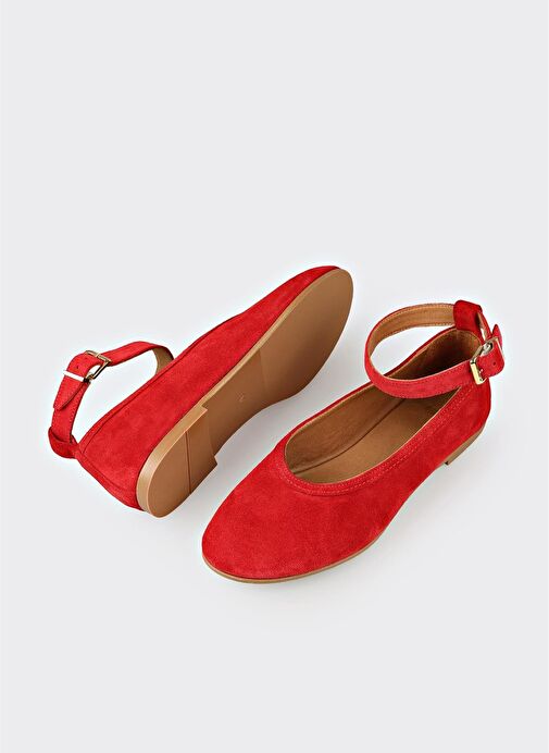 Kırmızı Deri Kadın Günlük Ayakkabı - Görsel 4