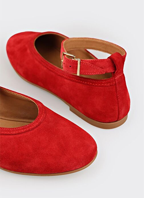 Kırmızı Deri Kadın Günlük Ayakkabı - Görsel 6