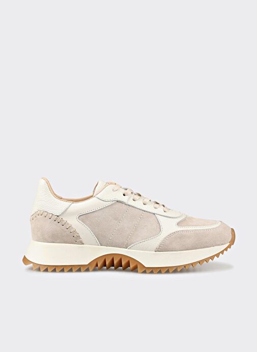 Bej Deri Kadın Spor Ayakkabı - Görsel 2