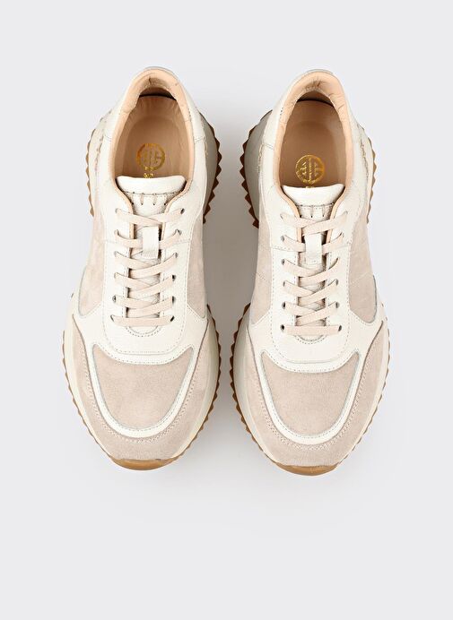 Bej Deri Kadın Spor Ayakkabı - Görsel 5