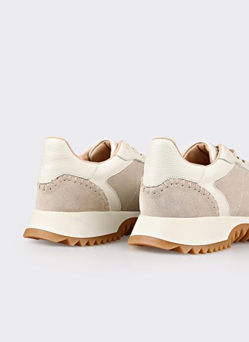 Bej Deri Kadın Spor Ayakkabı - Görsel 6