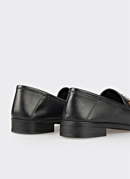 Siyah Deri Kadın Günlük Ayakkabı - Görsel 6