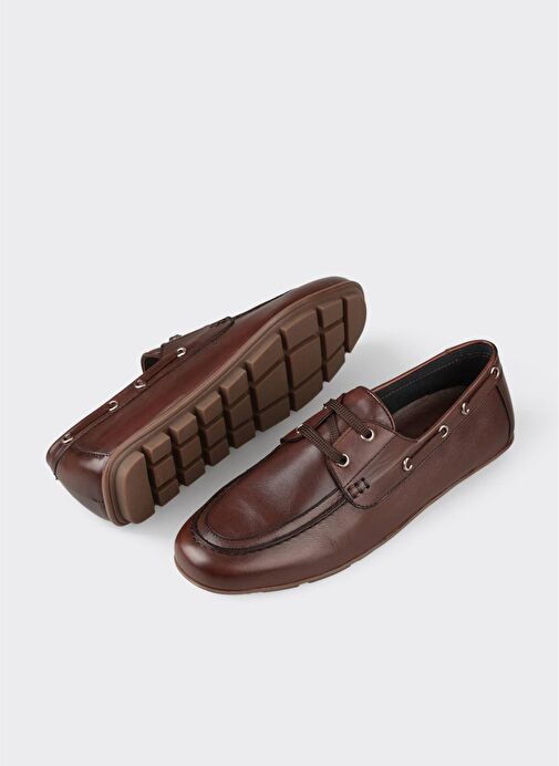 Kahve Deri Erkek Günlük Ayakkabı - Görsel 4