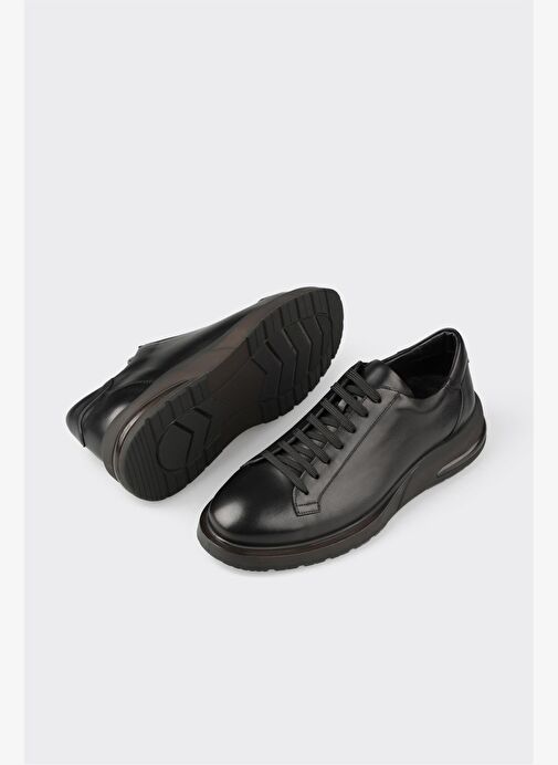 Siyah Deri Erkek Günlük Ayakkabı - Görsel 7