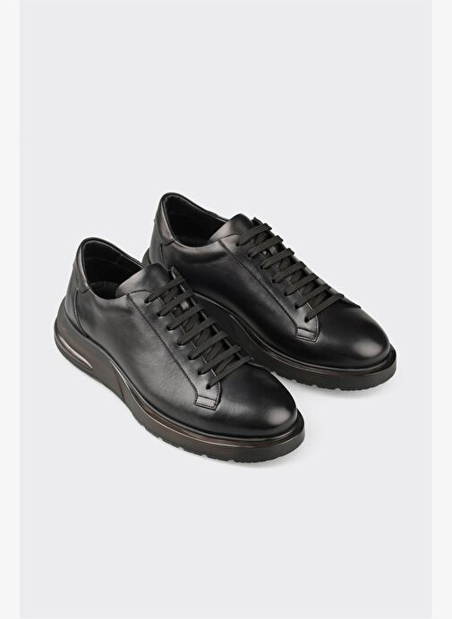 Siyah Deri Erkek Günlük Ayakkabı - Görsel 5