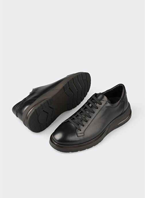 Siyah Deri Erkek Günlük Ayakkabı - Görsel 6