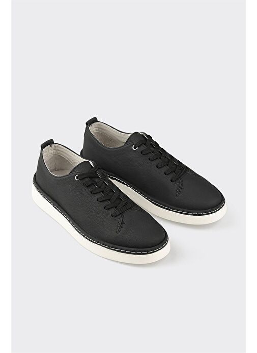Siyah Deri Erkek Günlük Ayakkabı - Görsel 3