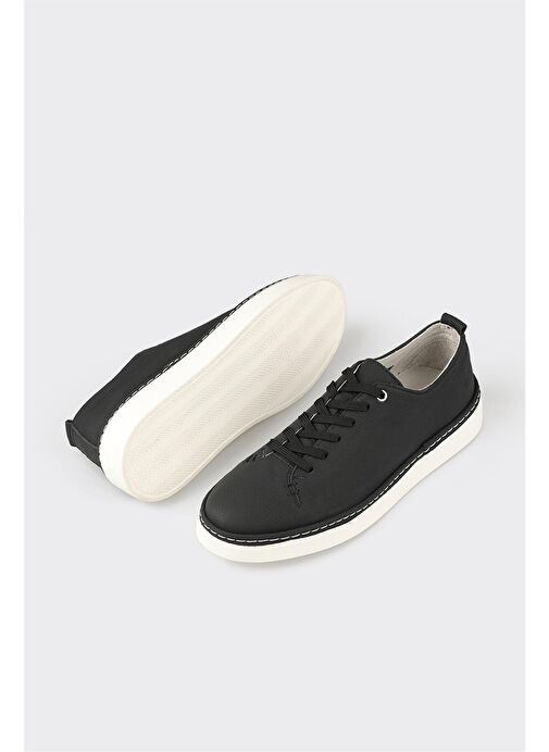 Siyah Deri Erkek Günlük Ayakkabı - Görsel 4