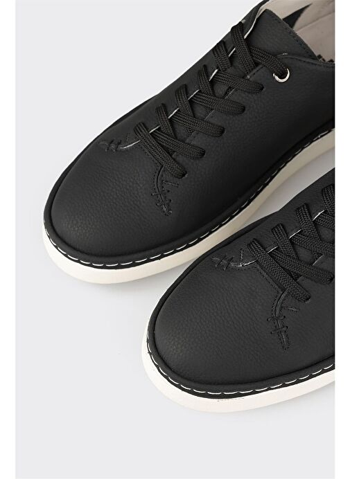 Siyah Deri Erkek Günlük Ayakkabı - Görsel 6