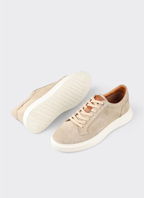 Bej Deri Erkek Günlük Ayakkabı - Görsel 4