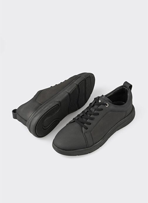 Siyah Deri Erkek Günlük Ayakkabı - Görsel 4