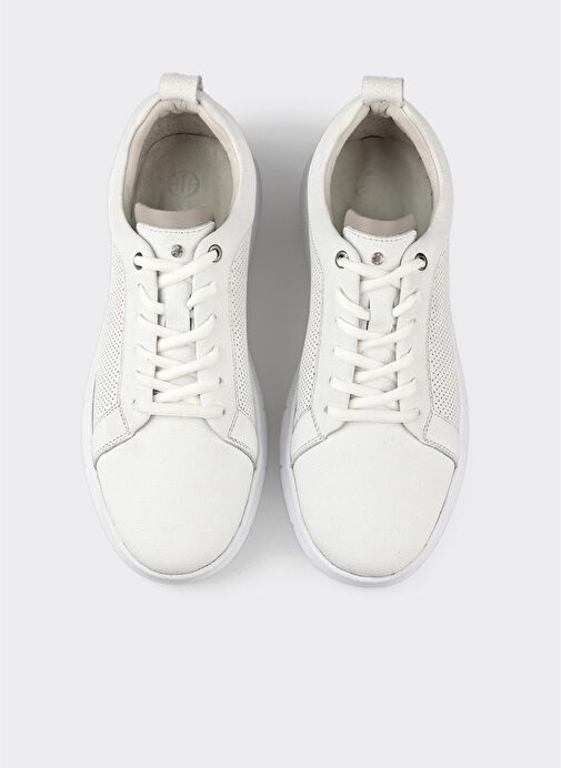 Beyaz Deri Erkek Günlük Ayakkabı - Görsel 5