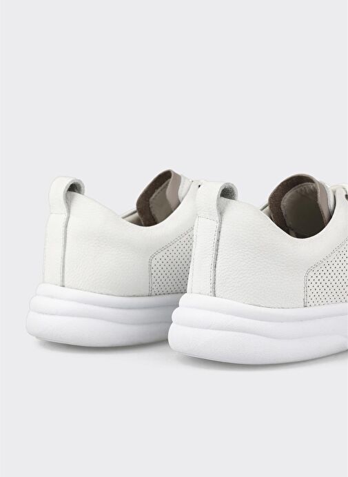 Beyaz Deri Erkek Günlük Ayakkabı - Görsel 6