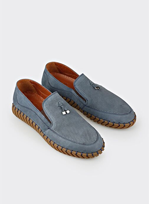 Mavi Deri Erkek Günlük Ayakkabı - Görsel 4