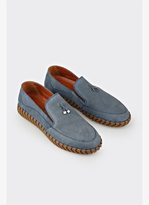 Mavi Deri Erkek Günlük Ayakkabı - Görsel 3