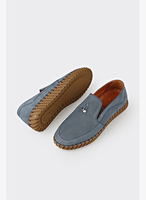 Mavi Deri Erkek Günlük Ayakkabı - Görsel 6