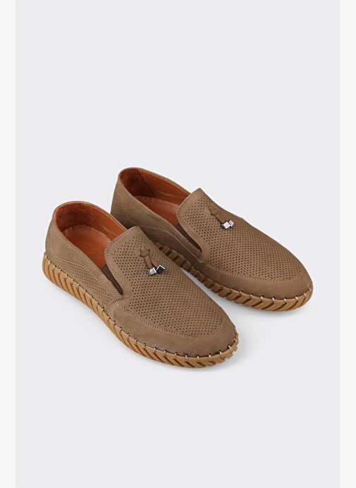 Bej Deri Erkek Günlük Ayakkabı - Görsel 4