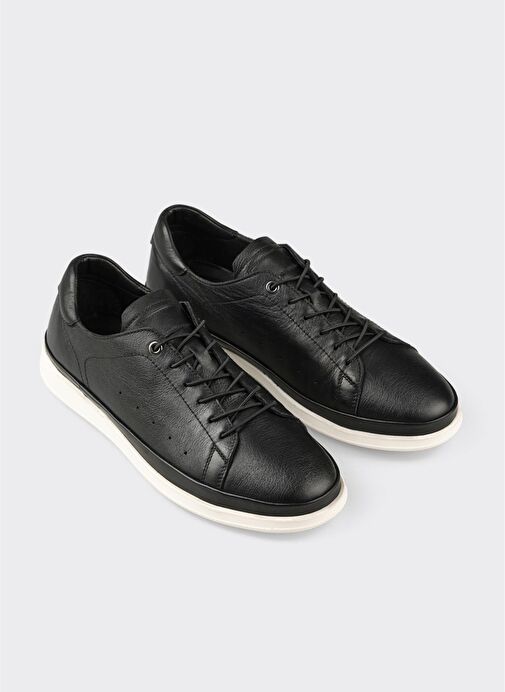 Siyah Deri Erkek Günlük Ayakkabı - Görsel 3