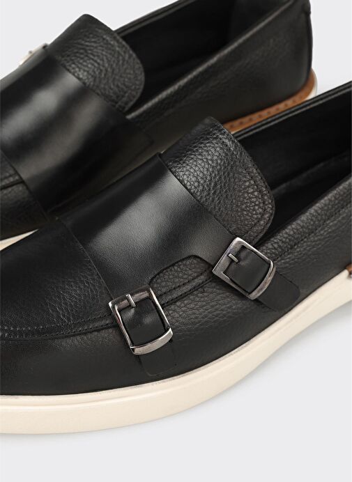 Siyah Deri Erkek Günlük Ayakkabı - Görsel 6