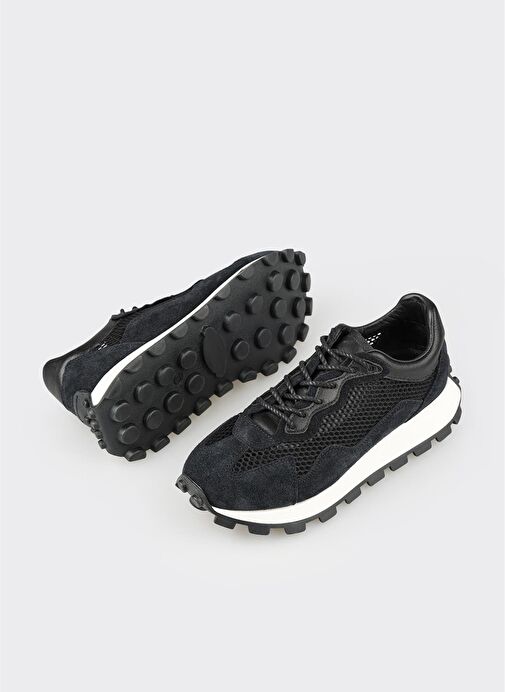 Siyah Deri Kadın Spor Ayakkabı - Görsel 4