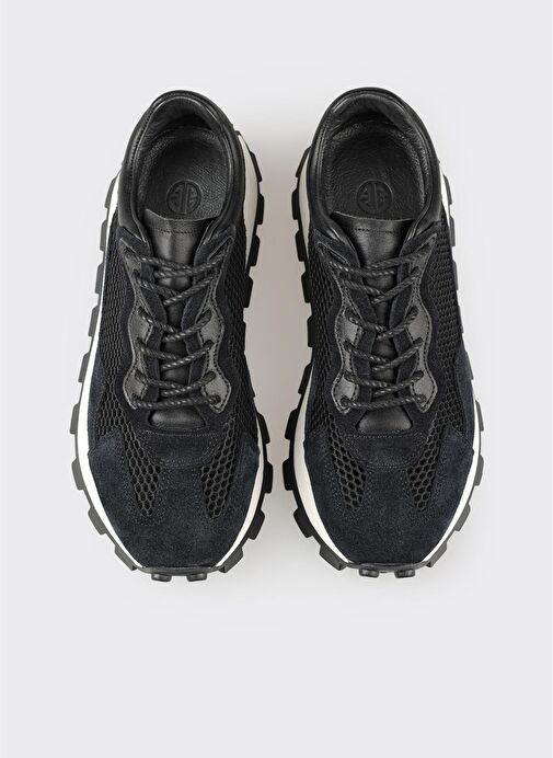 Siyah Deri Kadın Spor Ayakkabı - Görsel 5