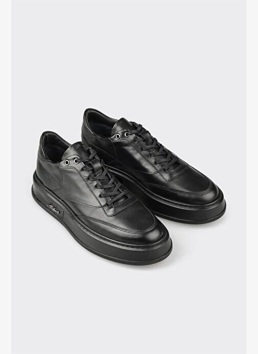 Siyah Deri Erkek Spor Ayakkabı - Görsel 5