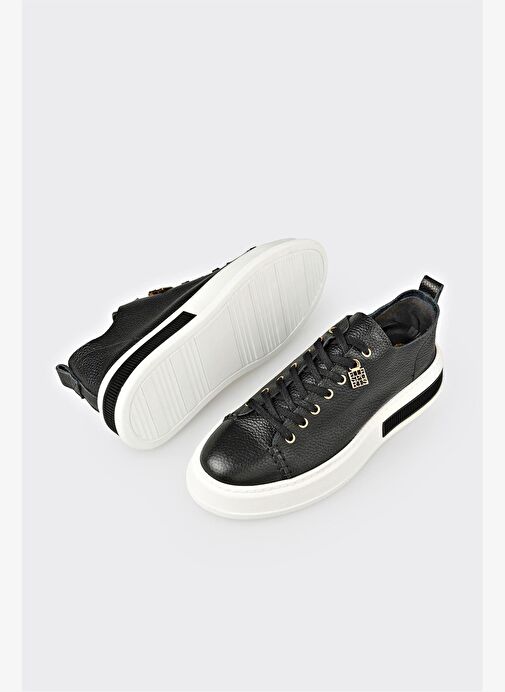 Siyah Deri Erkek Spor Ayakkabı - Görsel 4