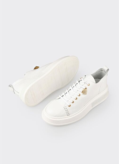 Beyaz Deri Erkek Spor Ayakkabı - Görsel 4