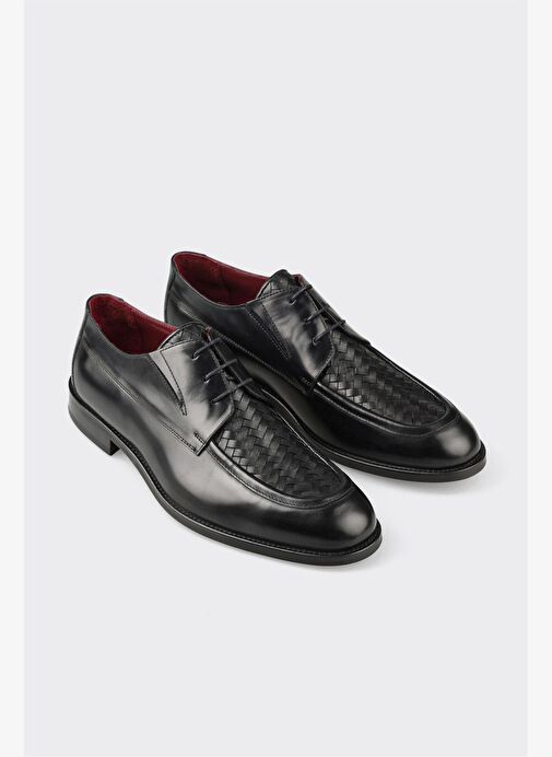 Siyah Deri Erkek Klasik Ayakkabı - Görsel 4