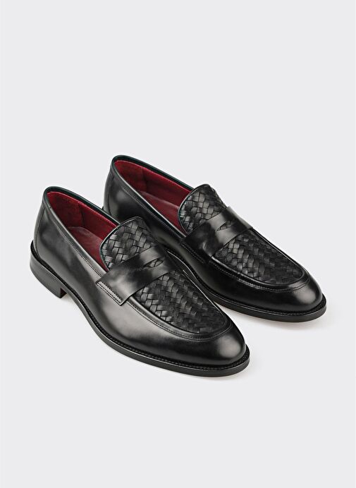 Siyah Deri Erkek Klasik Ayakkabı - Görsel 5