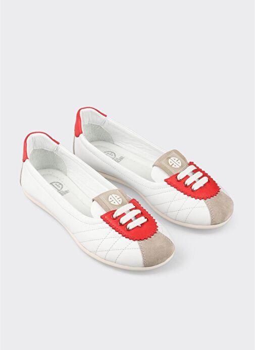 Kırmızı Deri Kadın Spor Ayakkabı - Görsel 3