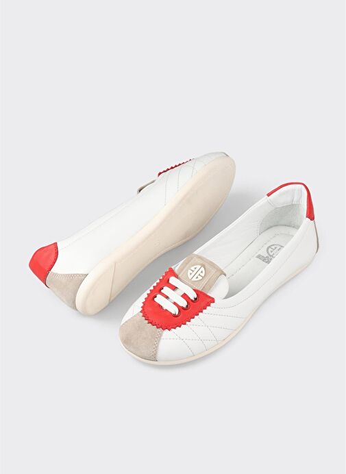 Kırmızı Deri Kadın Spor Ayakkabı - Görsel 4