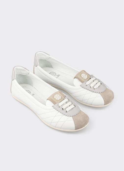 Gri Deri Kadın Spor Ayakkabı - Görsel 3