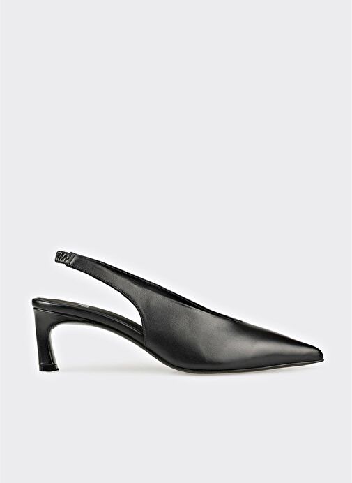 Siyah Deri Kadın Topuklu Ayakkabı - Görsel 2