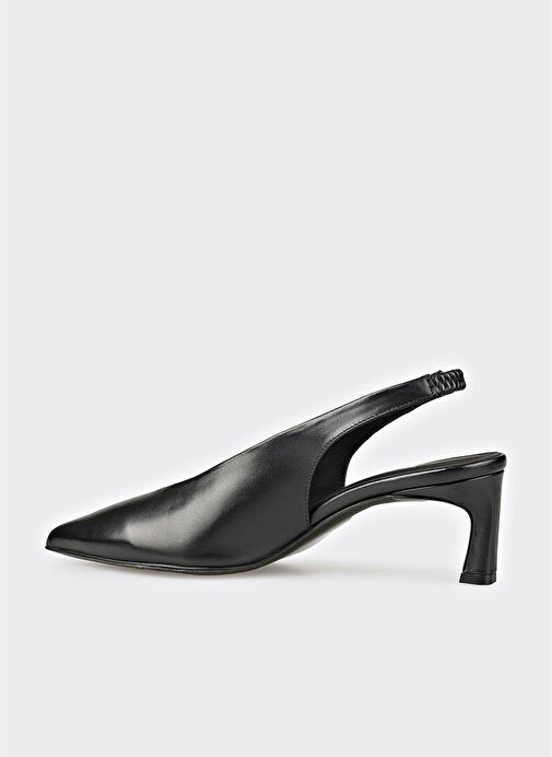 Siyah Deri Kadın Topuklu Ayakkabı - Görsel 4