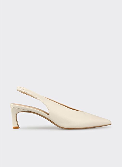 Bej Deri Kadın Topuklu Ayakkabı - Görsel 2
