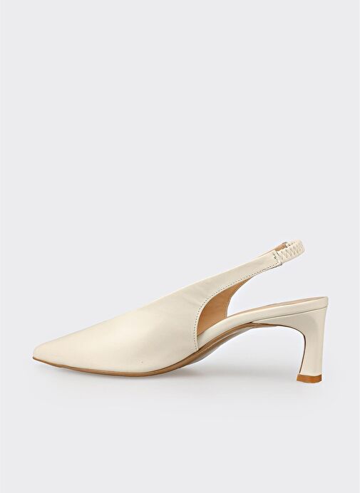 Bej Deri Kadın Topuklu Ayakkabı - Görsel 4