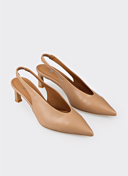 Naturel Deri Kadın Topuklu Ayakkabı - Görsel 3