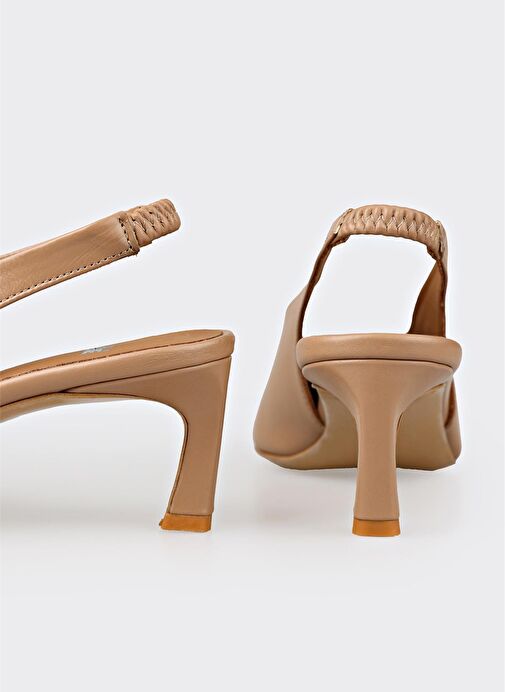 Naturel Deri Kadın Topuklu Ayakkabı - Görsel 5