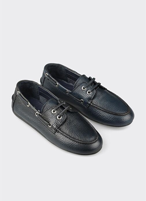 Lacivert Deri Kadın Günlük Ayakkabı - Görsel 3