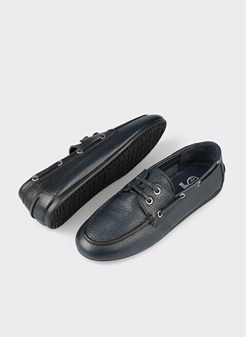 Lacivert Deri Kadın Günlük Ayakkabı - Görsel 4